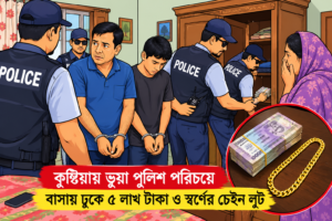 কুষ্টিয়ায় ভুয়া পুলিশ পরিচয়ে বাসায় ঢুকে ৫ লাখ টাকা ও স্বর্ণের চেইন লুটের অভিযোগ
